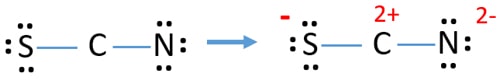 mark charges on atoms as a step of SCN- lewis structure.jpg